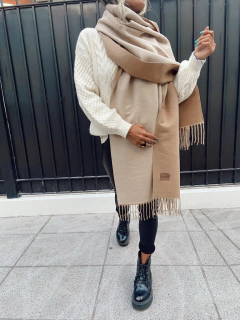 Mantón doble faz beige/camel - Amatai