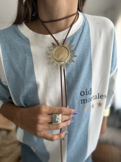 Collar Sol cuero alpaca - comprar online