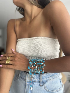 Imagen de Collar Mil vueltas tejido turquesa