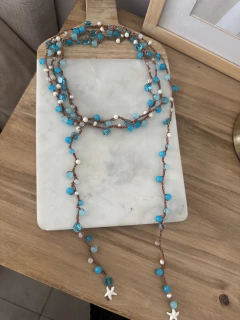 Collar Mil vueltas tejido turquesa en internet