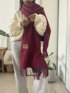 Mantón doble faz bordo/gris - Amatai