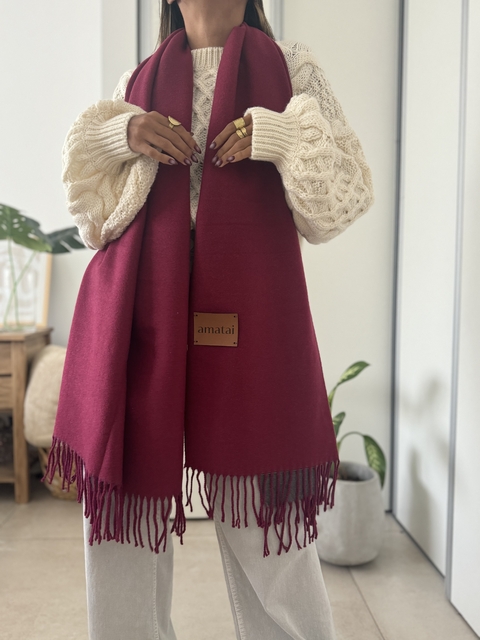 Mantón doble faz bordo/gris