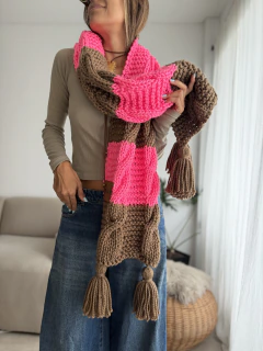 Bufanda Cala combinada rosa/marrón - Amatai