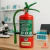 Matafuego HCFC 123 de 2,5 kg con etiqueta verde y roja, colocado sobre un escritorio en un laboratorio, con microscopio y tubos de ensayo al fondo