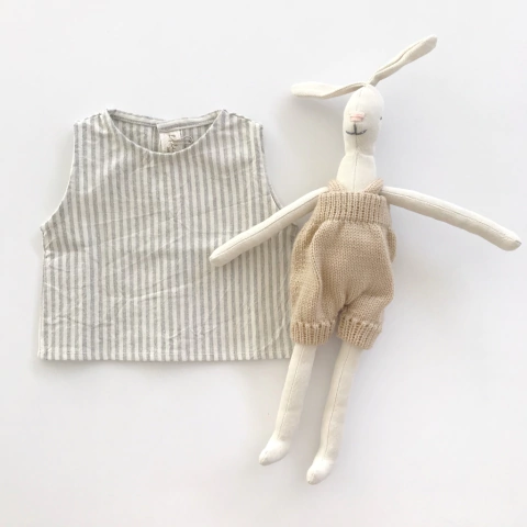 Blusa lino con botones espalda Rayado - comprar online