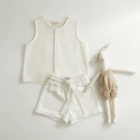 Conjunto de Lino Short + Blusa Blanco - comprar online