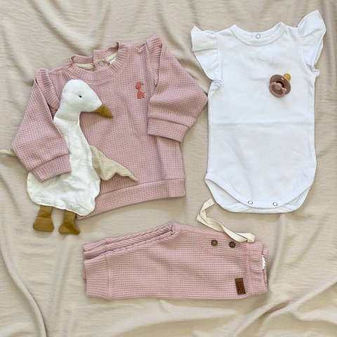 Conjunto Panal de Buzo + Pantalón Rosa Nude