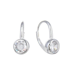 PAR DE AROS DE PLATA 925 CUBIC 8MM CIERRE BRISURA