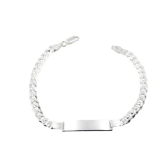 PULSERA DE IDENTIDAD GROUMET FACETADA DE PLATA 925