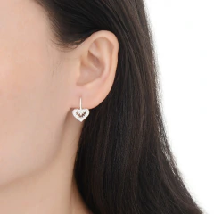 PAR DE AROS DE PLATA 925 CORAZON CON CUBIC - comprar online