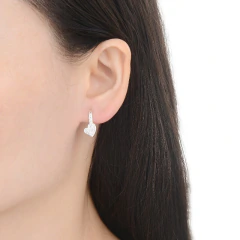 PAR DE AROS DE PLATA 925 CORAZON CON CUBIC - comprar online
