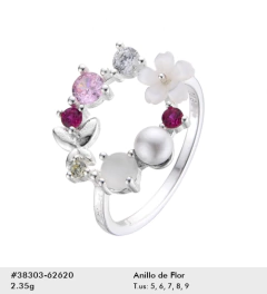 ANILLO DE FLOR EN PLATA 925 REDONDO 2659 - comprar online