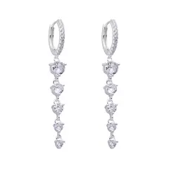 PAR DE AROS DE PLATA 925 HUGIES CUBIC COLGANTE