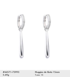 Huggies de Gota 15 mm en plata 925