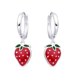 PAR DE AROS PLATA 925 Huggies de Fresa 12mm