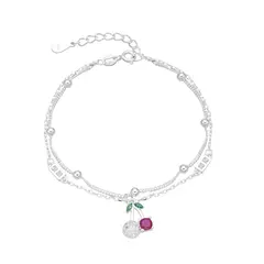 PULSERA CEREZA COLGANTE DE PLATA 925