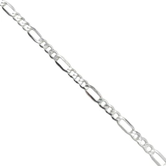 CADENA FIGARO 3X1 HUECA EN PLATA 925