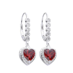 PAR DE AROS DE PLATA COLGANTE CORAZON - tienda online