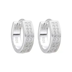 PAR AROS DE PLATA 925 ARGOLLAS DOBLE HILERA CUBIC - comprar online