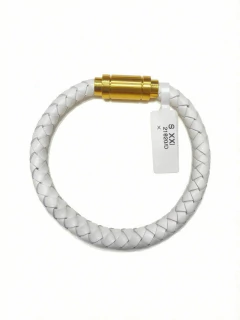 PULSERA DE CUERO Y ACERO DORADO - Siglo XXI