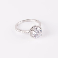 Anillo de plata 925 solitario para compromiso con cubic