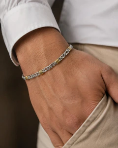 PULSERA DE PLATA Y ORO JULIANA 5MM