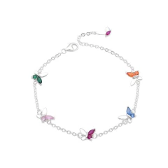 PULSERA DE MARIPOSAS MULTICOLOR DE PLATA 925