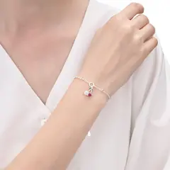 PULSERA DE CEREZAS CON CUBIC EN PLATA