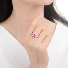 Anillo de plata 925 Flor 5 pétalos. - Siglo XXI