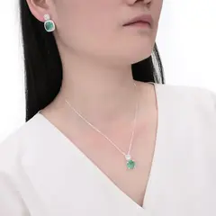 CONJUNTO CUADRADO CON CUBIC DE PLATA 925 - Siglo XXI