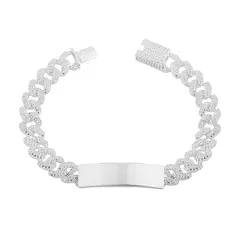 PULSERA DE IDENTIDAD MONACO CON CUBIC Y PLATA 925
