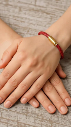 PULSERA DE CUERO Y ACERO DORADO