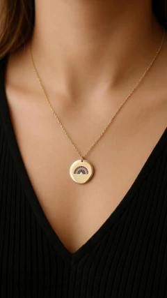 gargantilla dorada arco iris en plata - comprar online