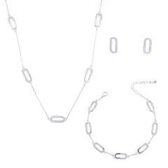 CONJUNTO DE PLATA Y CUBIC MODELO ESLABONES - comprar online