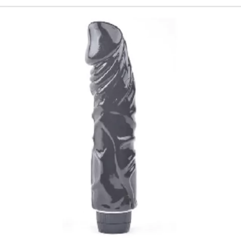 VIBRADOR GRUESO Y VENOSO, NEGRO, FLEXIBLE, 21 CM