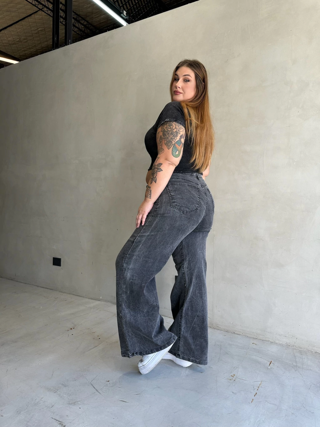 - Wide Leg Gris elastizado -