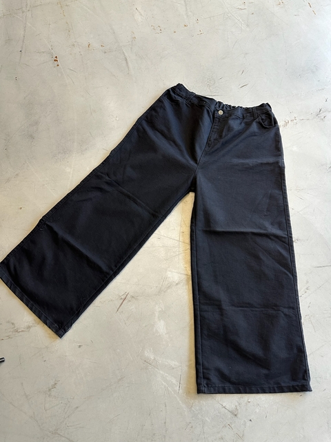 - Wide leg negro con elastico en la cintura - - comprar online
