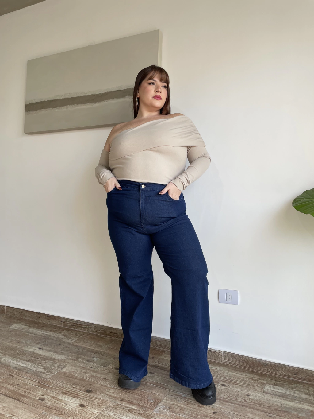 - Wide Leg Oscuro elastizado -