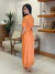 Vestido Linho Botões Laranja