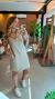 Vestido Curto Gola Bege na internet