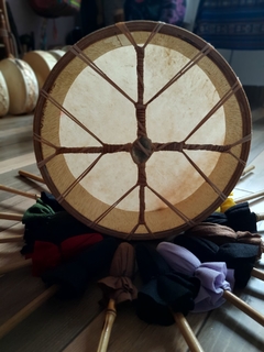 Tambor Lakota Flor da Vida - Teia Mágica