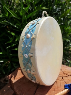 Tambor Oceânico decorado com pintura - Teia Mágica