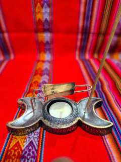 Queimador de Palo Santo e Incensário Triluna em Resina - Teia Mágica