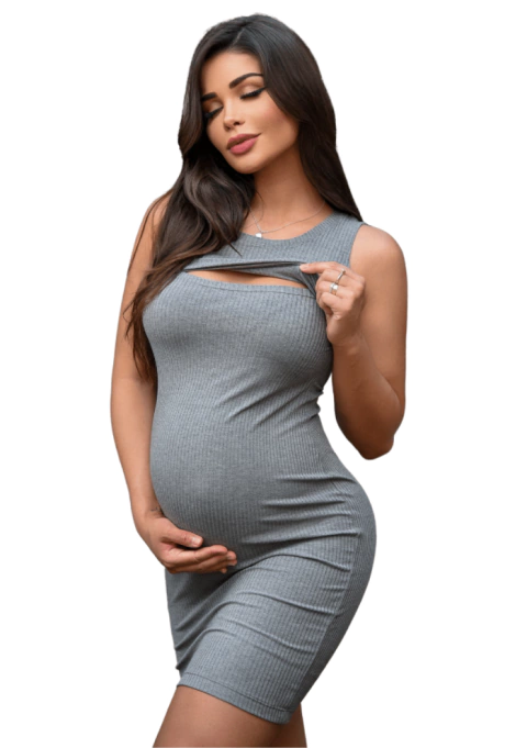 Vestido Gestante Canelado Regata