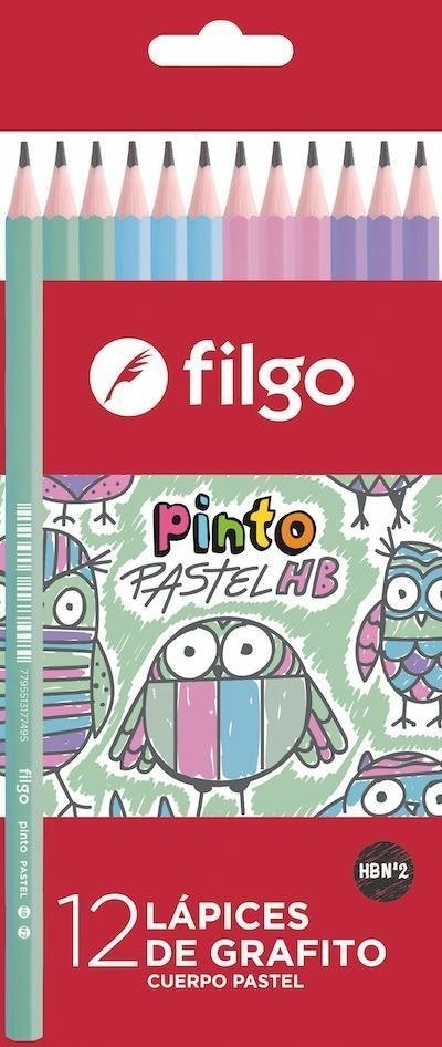 lapices de grafito filgo x12 cuerpo pastel