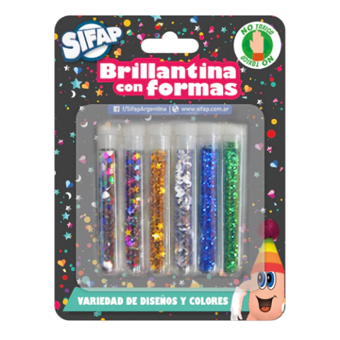 Brillantina con formas Sifap x6 tubos