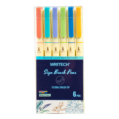 Marcador Punta Pincel Writech - Colores Naturales x6