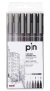 Uniball Uni Pin Fineliner Drawing Pen set Gris y Negro x6