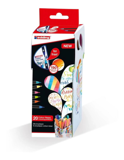 Set de 20 marcadores pincel Edding