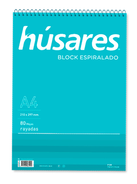 Block A4 Espiralado Husares - Rayado